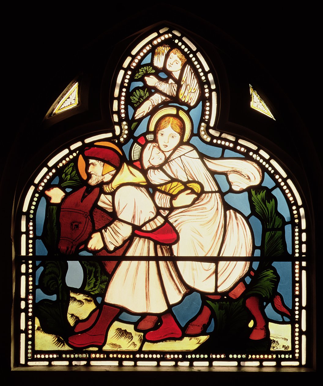 Flykten till Egypten, 1862 (glasmålningar) av Edward Burne Jones