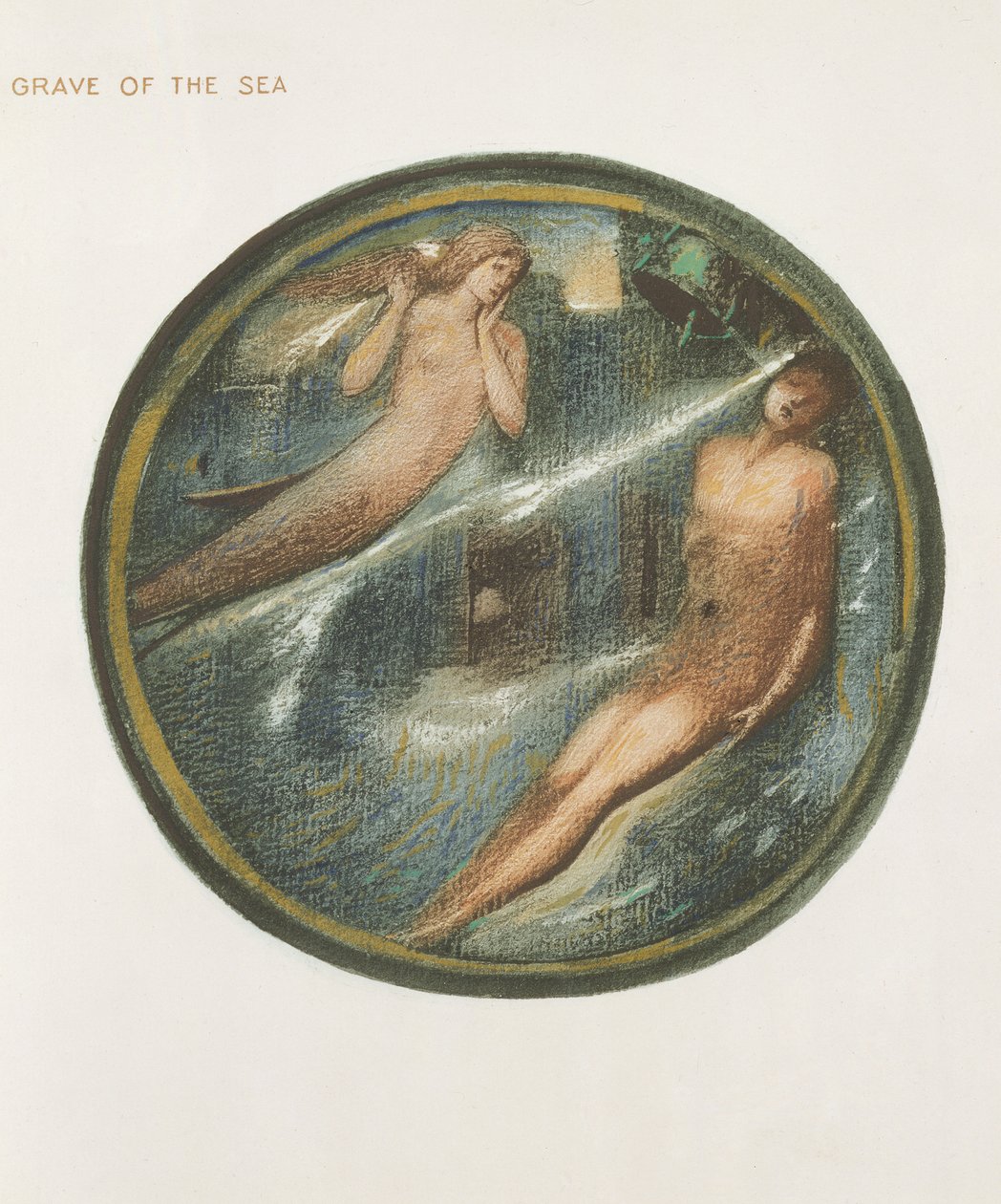 Blomsterboken: XVI. Grave of the Sea, 1905 (litho med gouache på papper) av Edward Burne Jones