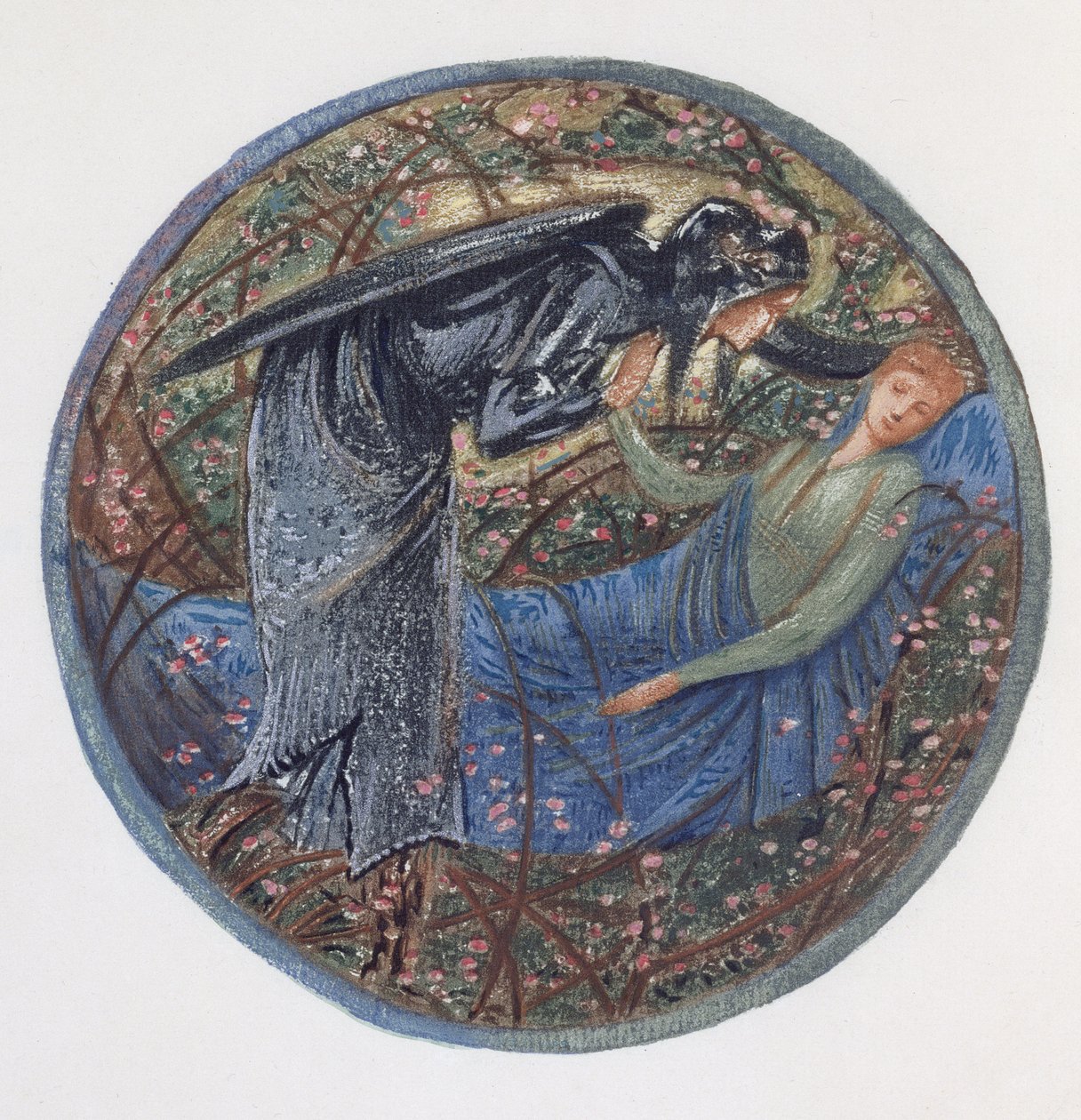 Blomsterboken: XXIII. Vakna, kära! (litho med gouache på papper) av Edward Burne Jones