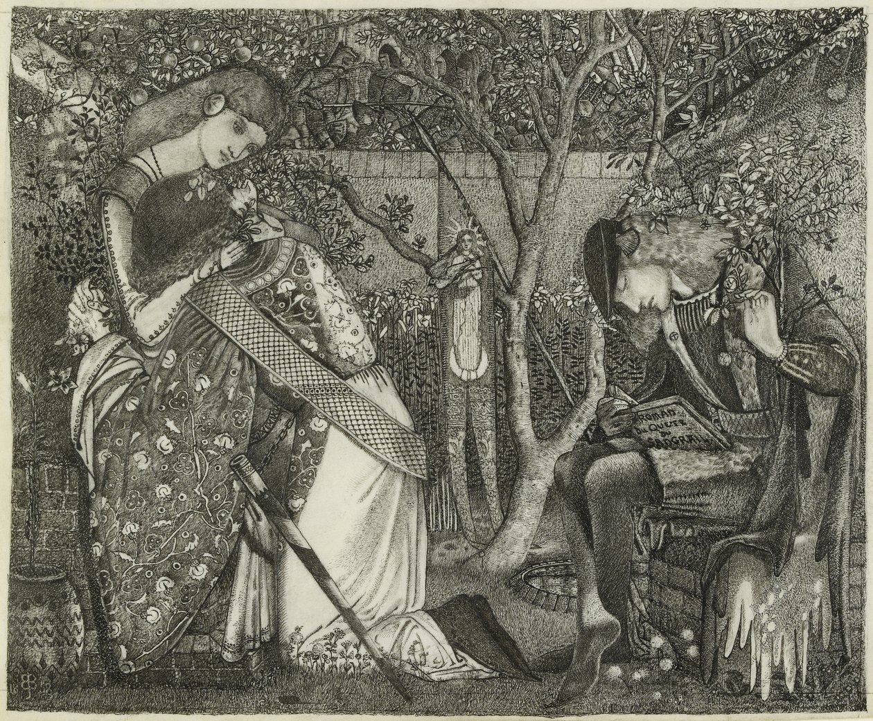 Riddarens farväl, 1858 (penna och bläck på papper) av Edward Burne Jones