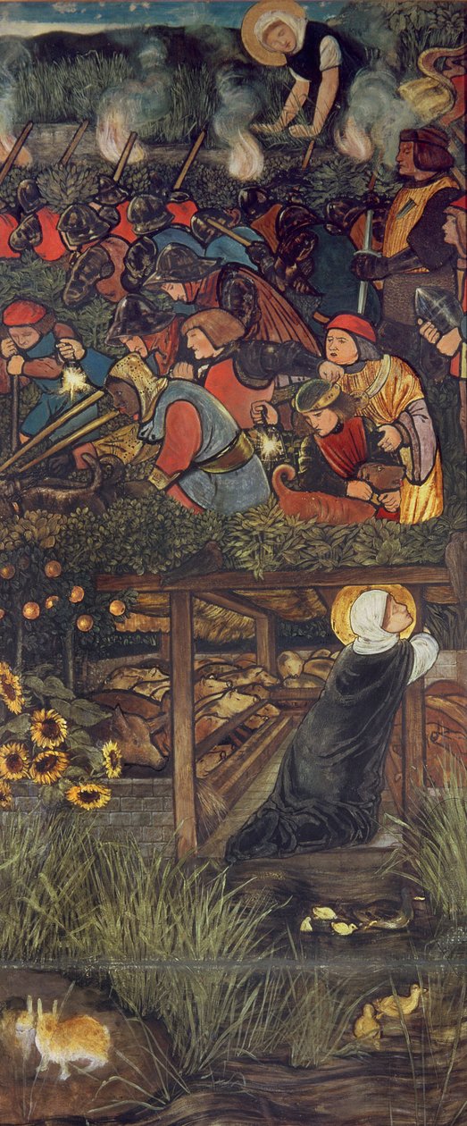 The Legend of St. Frideswide, 1859, oljestudie för ett målat glasfönster i Latin Chapel of Christ Church Cathedral, Oxford av Edward Burne Jones