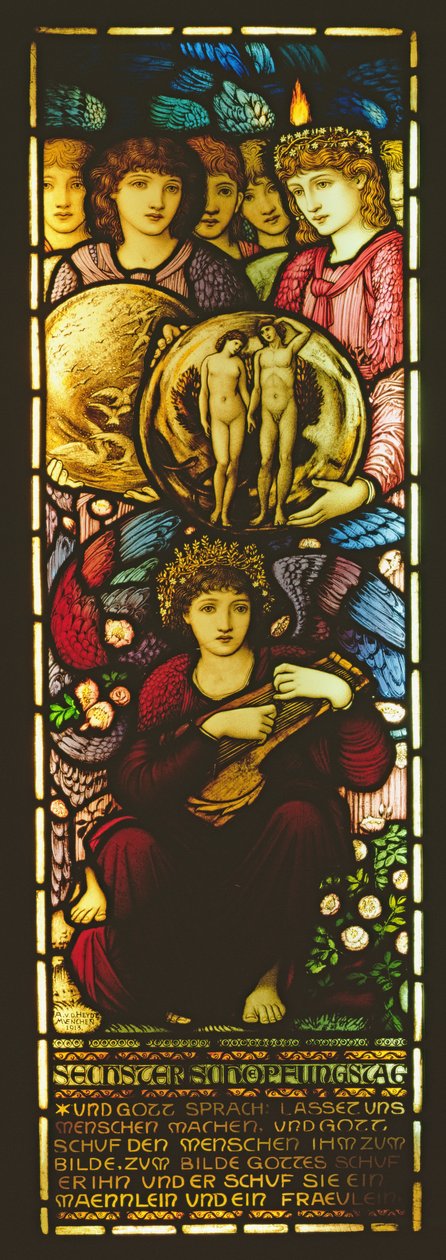 Fönster föreställande den sjätte skapelsedagen, 1913 (glasmålningar) av Edward Burne Jones