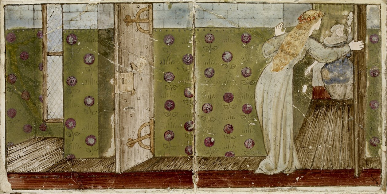 En uppsättning av sexton brickor arrangerade i par för att bilda åtta illustrationer av "Briar Rose", 1862 - 1865 (keramik) av Edward Burne Jones