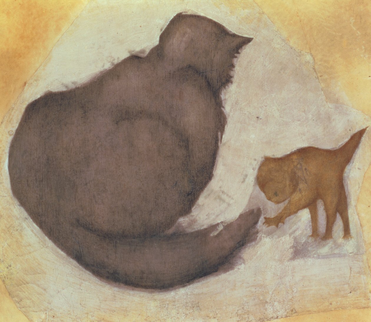 Katt och kattunge (wc på gips) av Edward Burne Jones