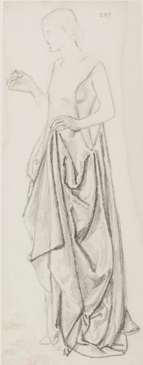 Kvinnlig figur (bläck och penna på papper) av Edward Burne Jones