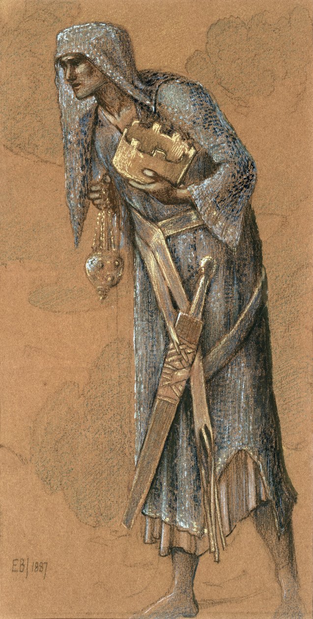 Kung Melchior, 1887 (färgade kritor och guld) av Edward Burne Jones