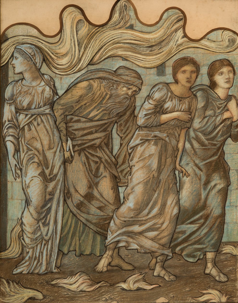 Lot och hans döttrar, 1874 (wc, krita och gouache på papper) av Edward Burne Jones
