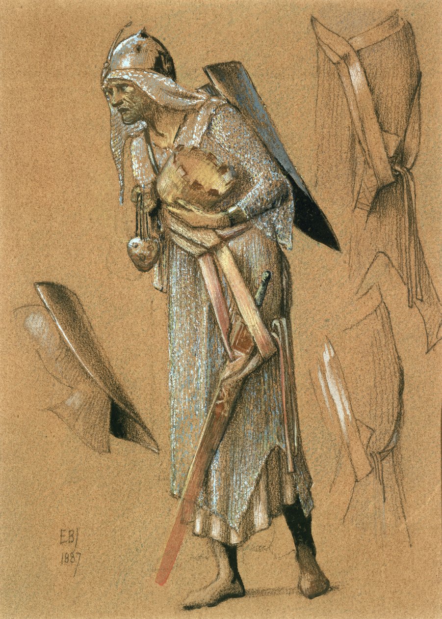Melchior, 1887 (färgade kritor och guld) av Edward Burne Jones