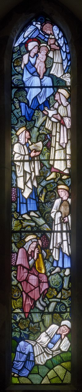 Rottingdean, St Margaret, Morris & Co., Edward Burne-Jones, Jesses träd, Självporträtt, 1897 av Edward Burne Jones