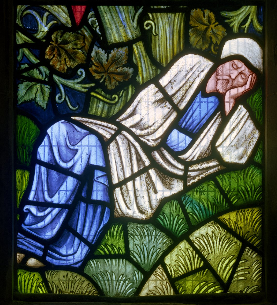 Rottingdean, St Margaret, Morris & Co., Edward Burne-Jones, Jesses träd, Burne-Jones självporträtt, 1897 av Edward Burne Jones