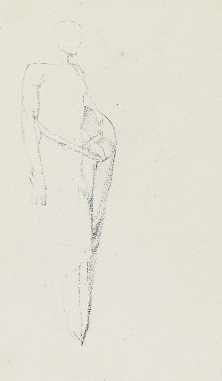 Studie av man med sköld (recto) och kvinnlig torso, rygg (verso), sidorna 81 och 82 från en studiebok, ca 1880-1890 av Edward Burne Jones