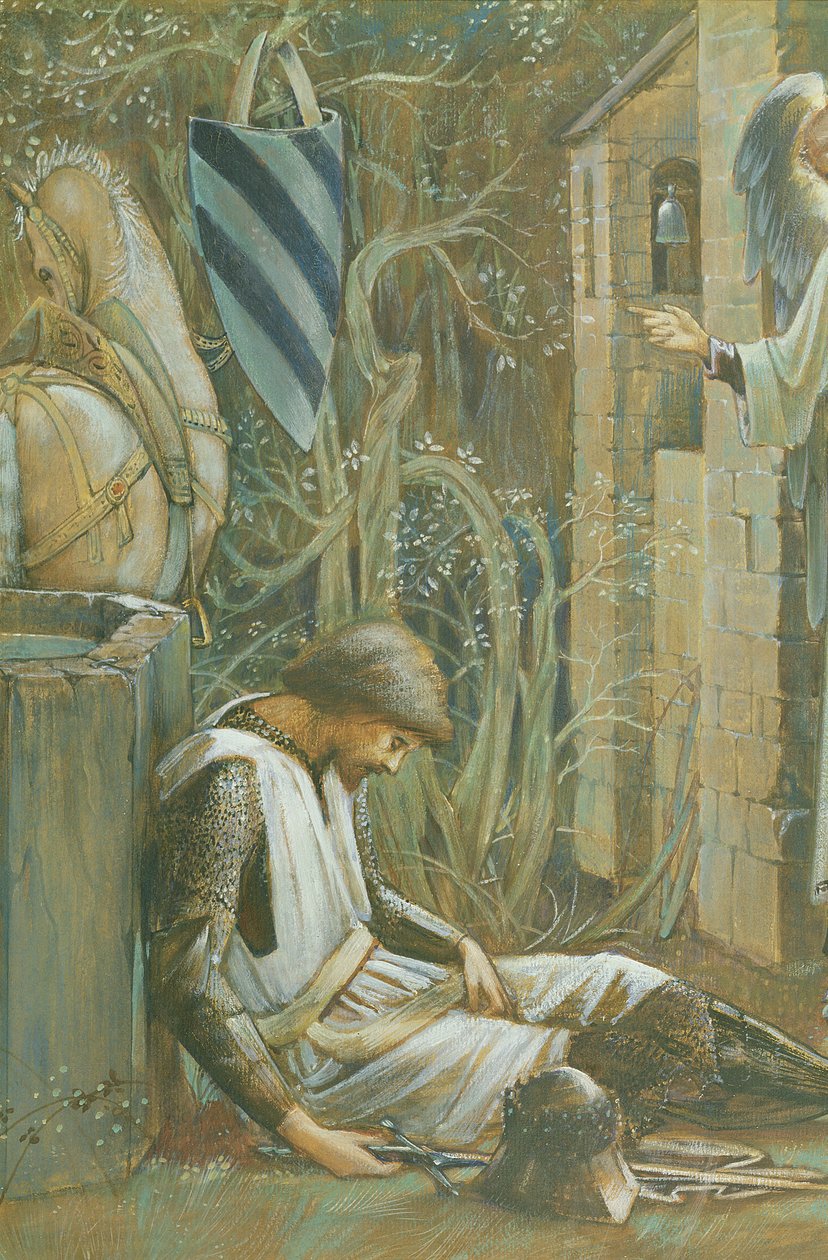 The Failure of Sir Lancelot gouache på pappersdetalj av 356921 av Edward Burne Jones