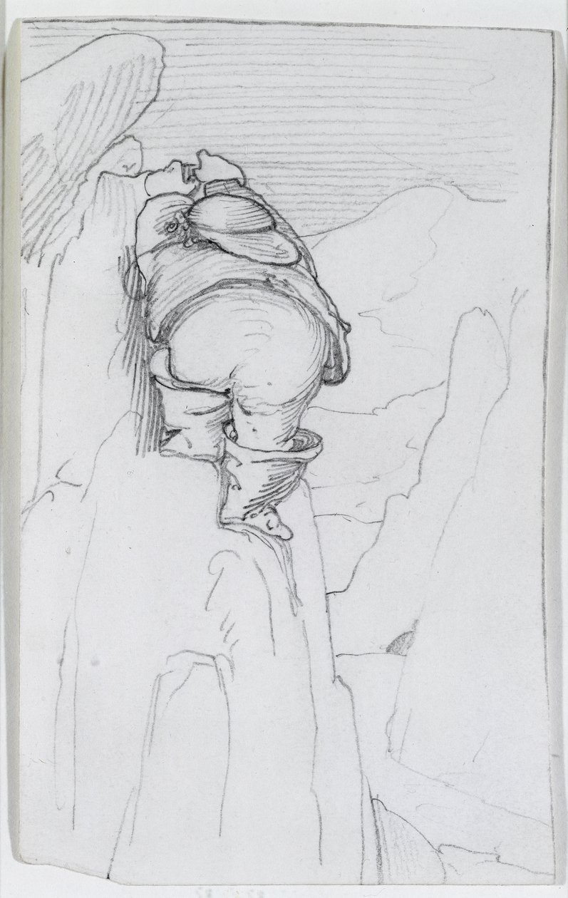 William Morris klättrar på ett berg på Island, ca 1871 av Edward Burne Jones