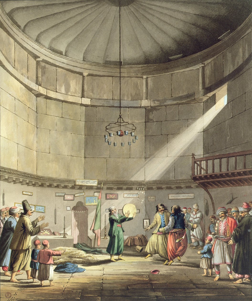 Dance of the Dervishes, skylt 3 från del 1 av "Views in Greece", graverad av T. Fielding, pub. 1821 (akvatint) av Edward Dodwell