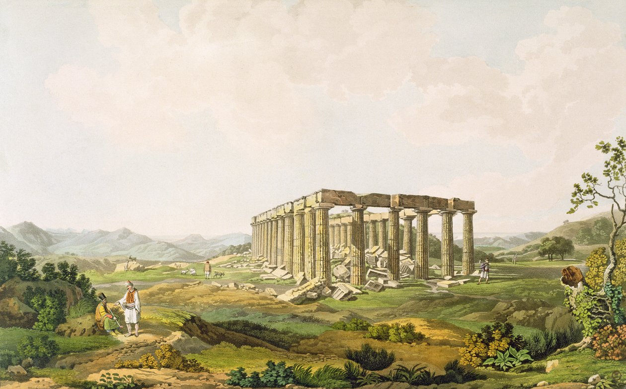 Apollon Epikuris tempel, tavla 25 från del 5 av "Views in Greece", graverad av Thomas Medland, 1819 (akvatint). av Edward Dodwell