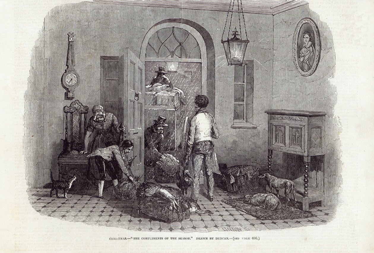Jul: The Compliments of the Season, graverad av Linton, från "The Illustrated London News", 26 december 1846. av Edward Duncan