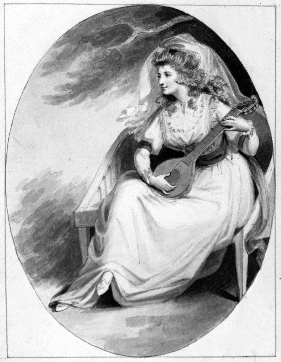 Elizabeth Farren i rollen som Olivia, ca 1785 (penna, bläck och tvätt på papper) av Edward Francis Burney