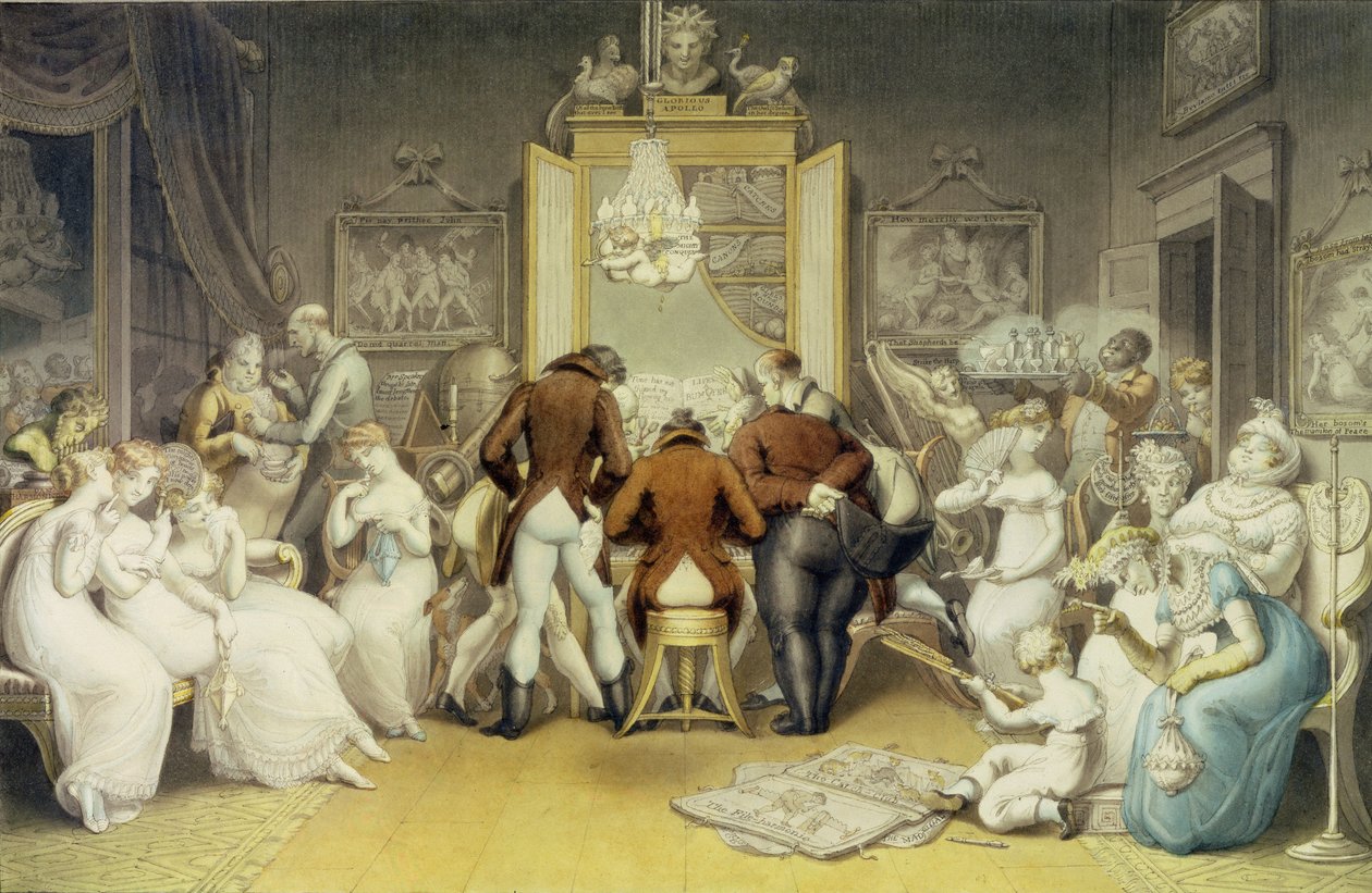 The Triumph of Music, c.1820 (wc, penna och bläck över tvätt på papper) av Edward Francis Burney