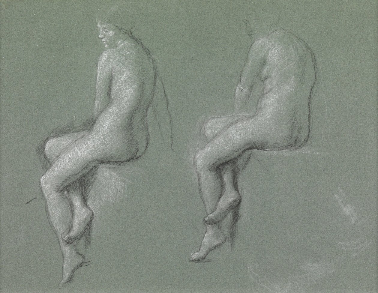 Studier av naken (penna och krita på papper) av Edward John Poynter