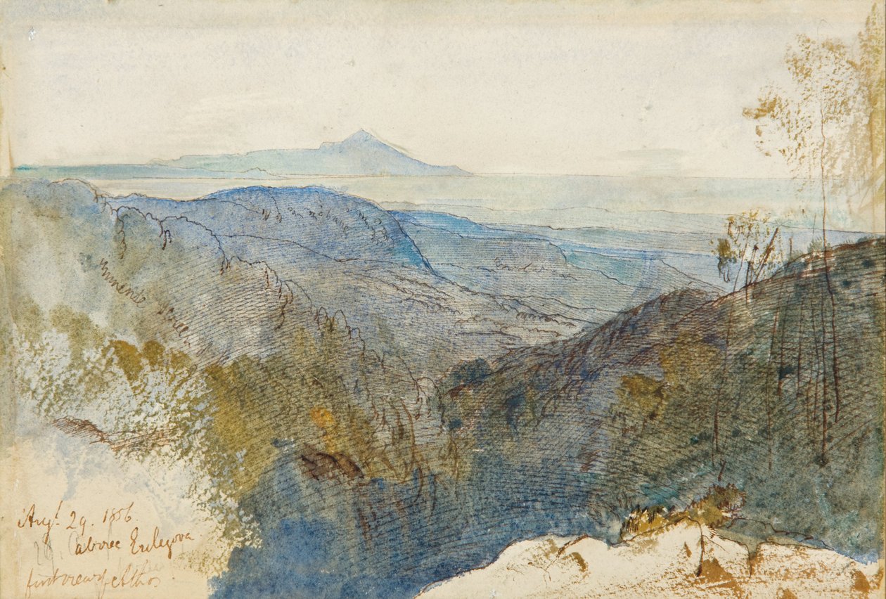En avlägsen utsikt över Mount Athos av Edward Lear