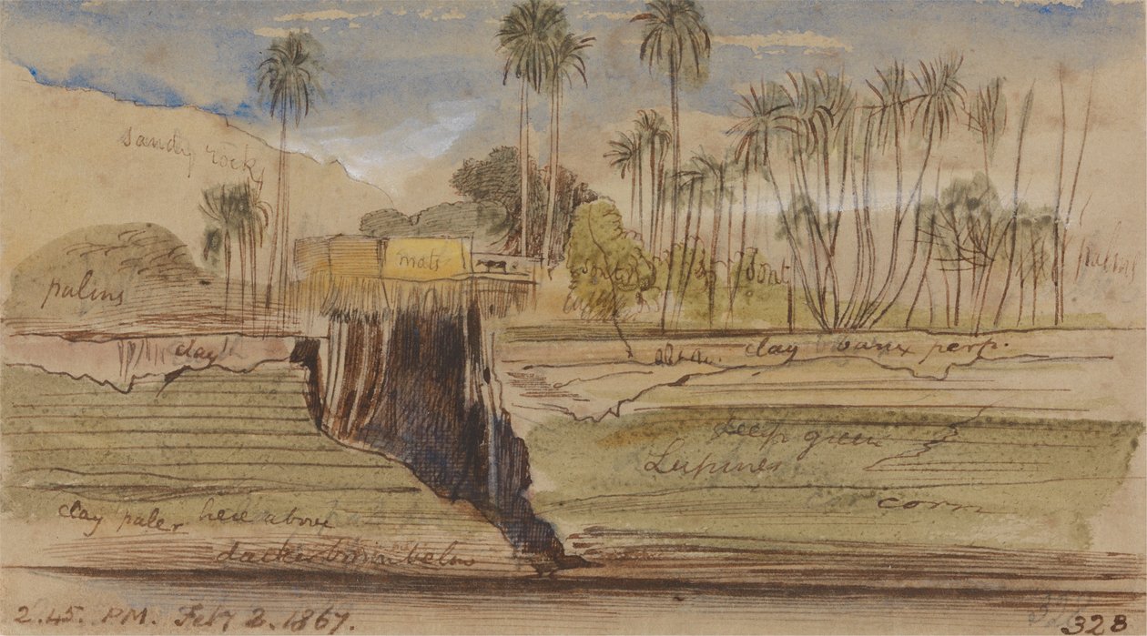 Mellan Ibreem och Wady Halfeh, 1445–452, 2 februari 1867 (328) av Edward Lear