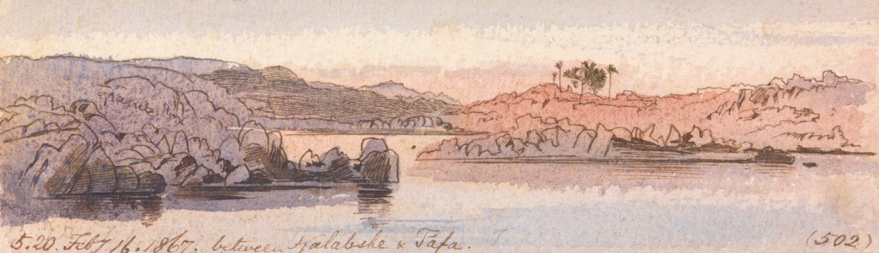 Mellan Kalabshee och Tafa, 17-20, 16 februari 1867 (502) av Edward Lear