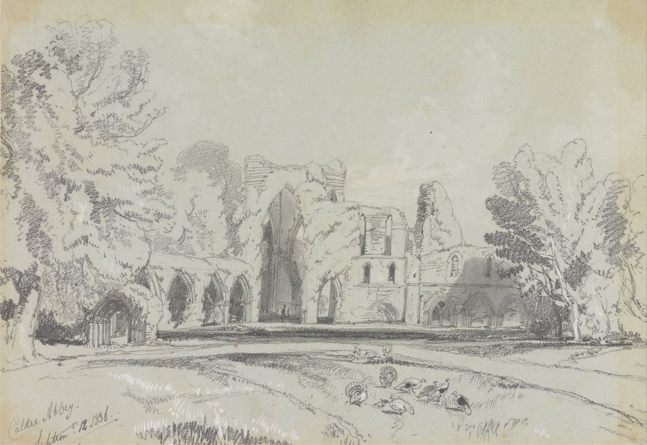 Calder Abbey, 12 september 1836 av Edward Lear
