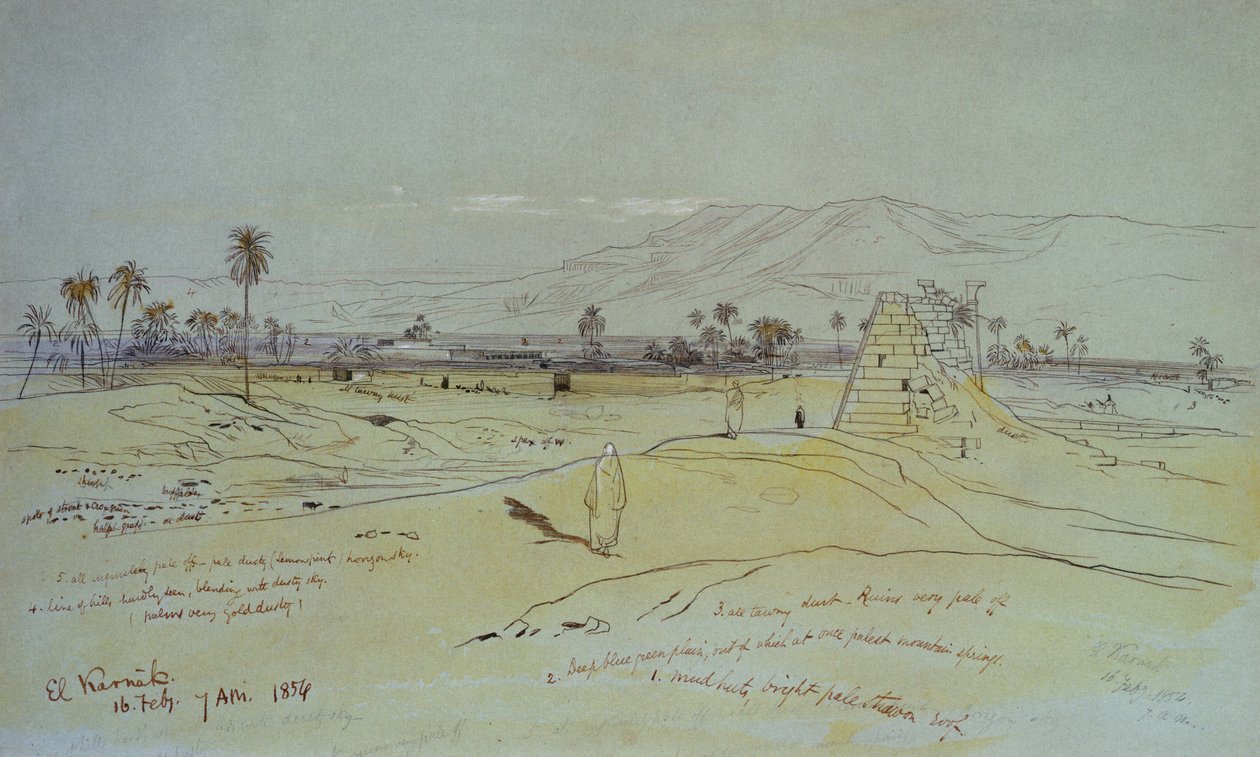 El Karnak, 1854 (penna, bläck och toalett) av Edward Lear