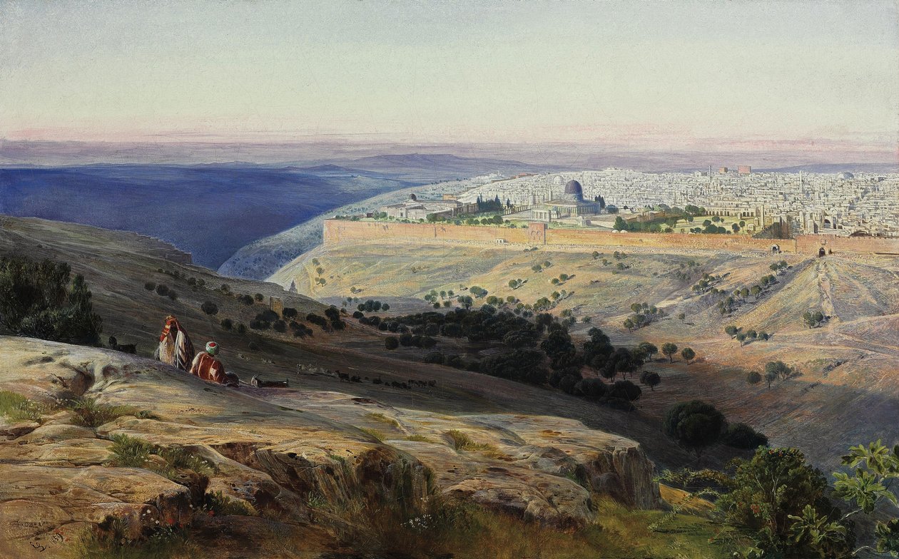 Jerusalem from the Mount of Olives, Sunrise av Edward Lear