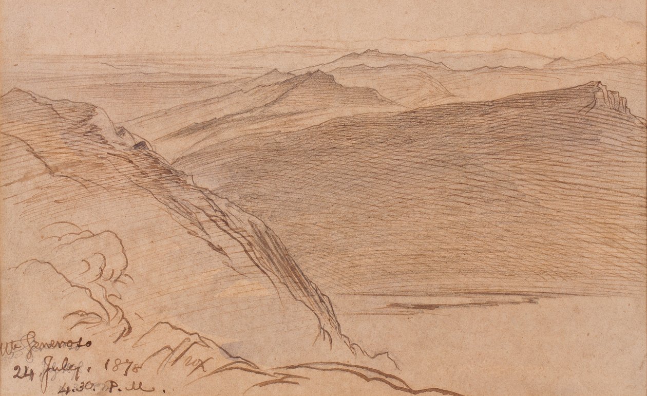 Monte Generoso, 1878 (penna och bläck och wc på papper) av Edward Lear