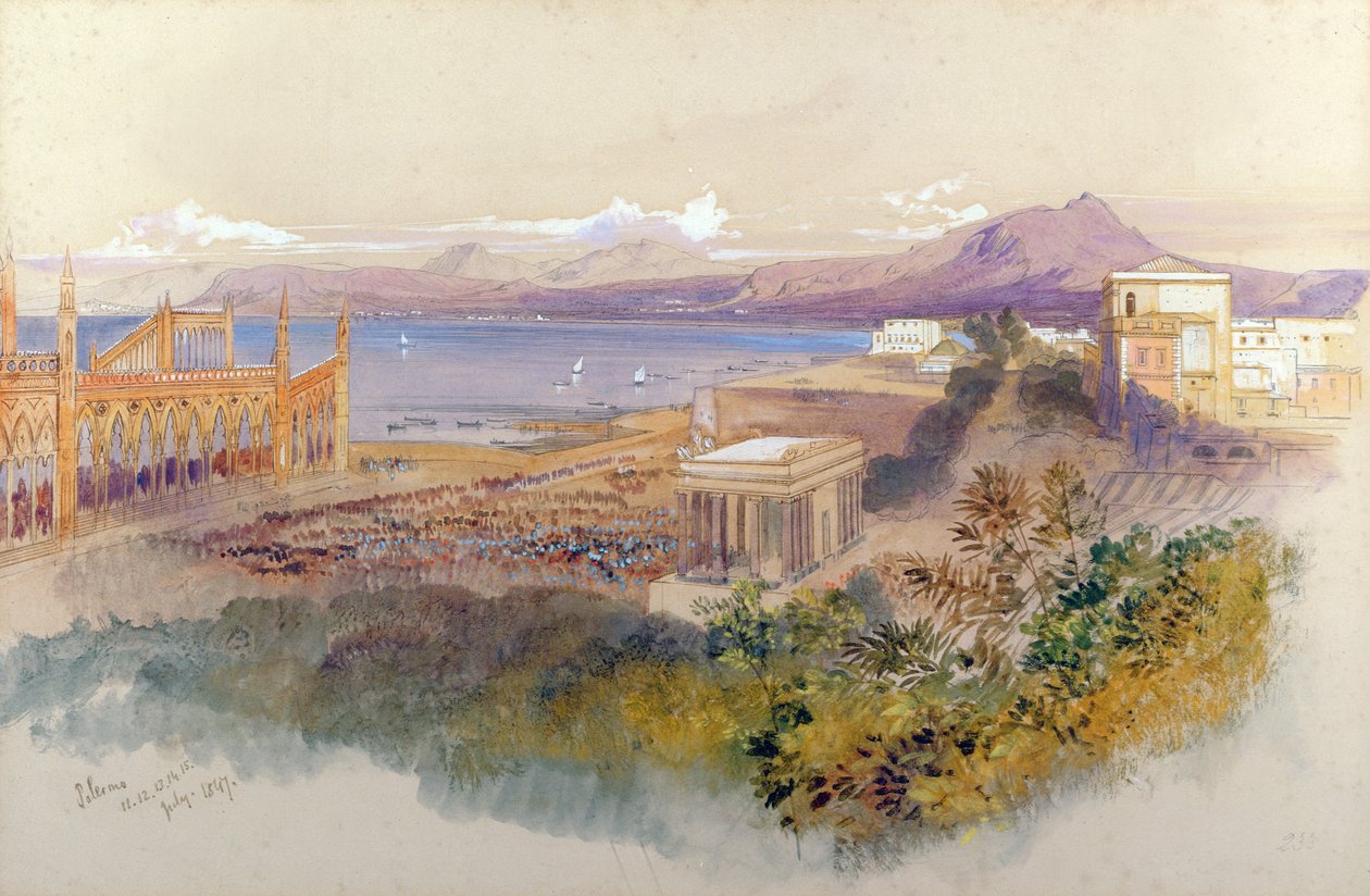 Palermo, 1847 (penna, bläck och gouache) av Edward Lear