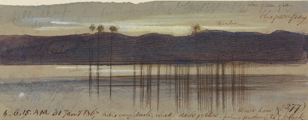 Philae, 6-00-6-15 am, 31 januari 1867 (277) av Edward Lear
