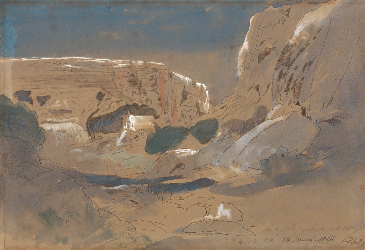 Rocky Valley of Mosta, Malta av Edward Lear