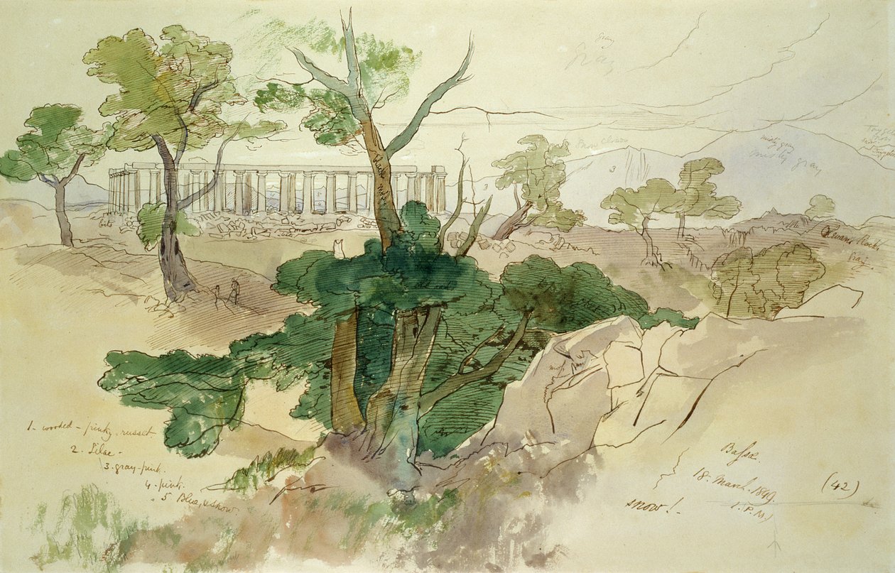 Templet i Bassae, 1849 av Edward Lear