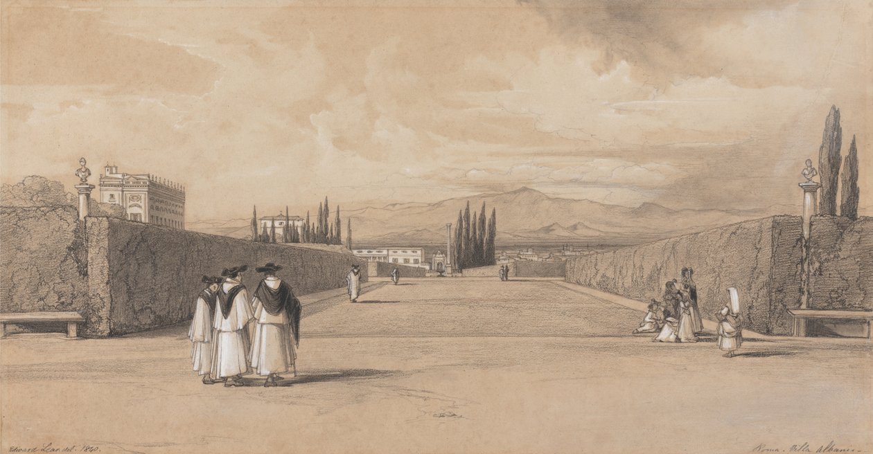 Trädgårdarna i Villa Albani av Edward Lear