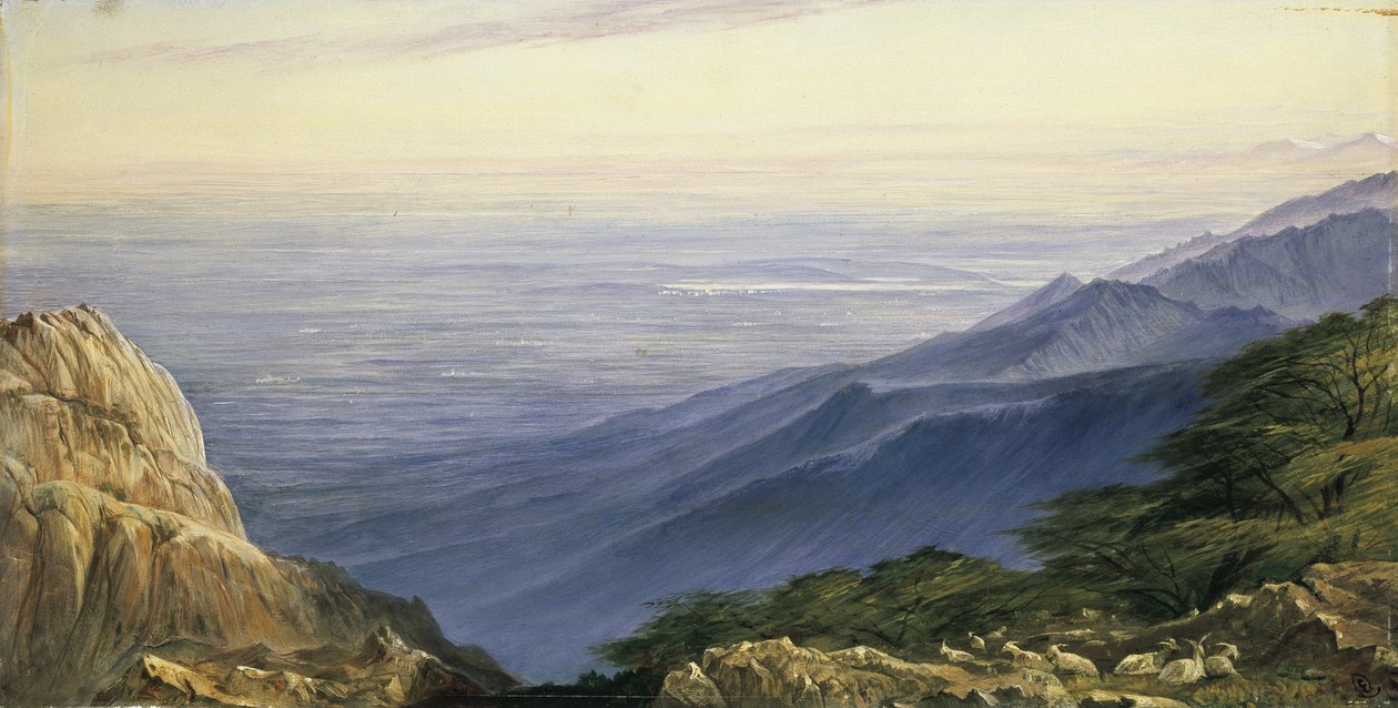 Slätten i Lombardiet från Monte Generoso, 1800-talet av Edward Lear