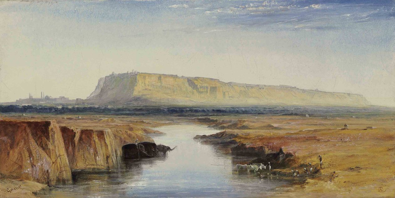 View of Gwalior, India av Edward Lear