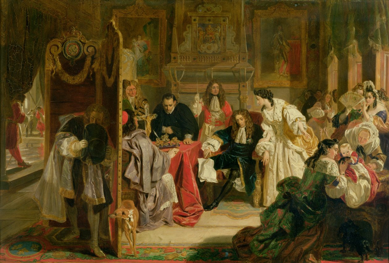 Kung Jakob II (1633-1701) tar emot nyheterna om Vilhelm av Oranges landstigning 1688, 1851 av Edward Matthew Ward