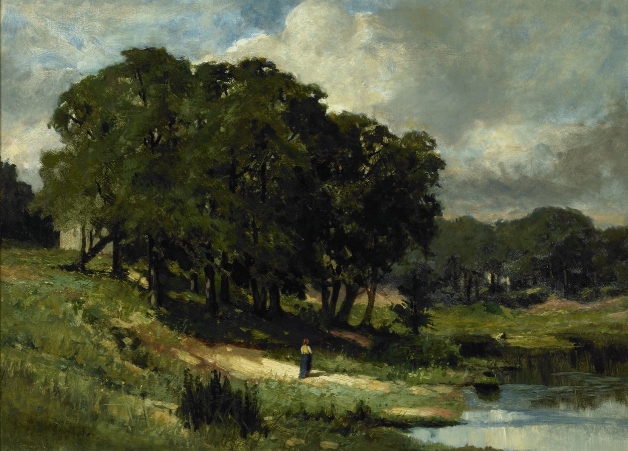 Woman Standing Near a Pond av Edward Mitchell Bannister