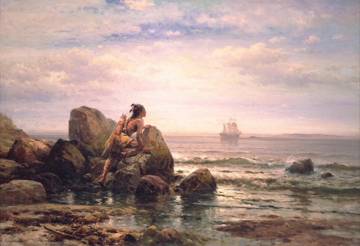 Henrik Hudson entering New York Harbor, September 11, 1609 av Edward Moran