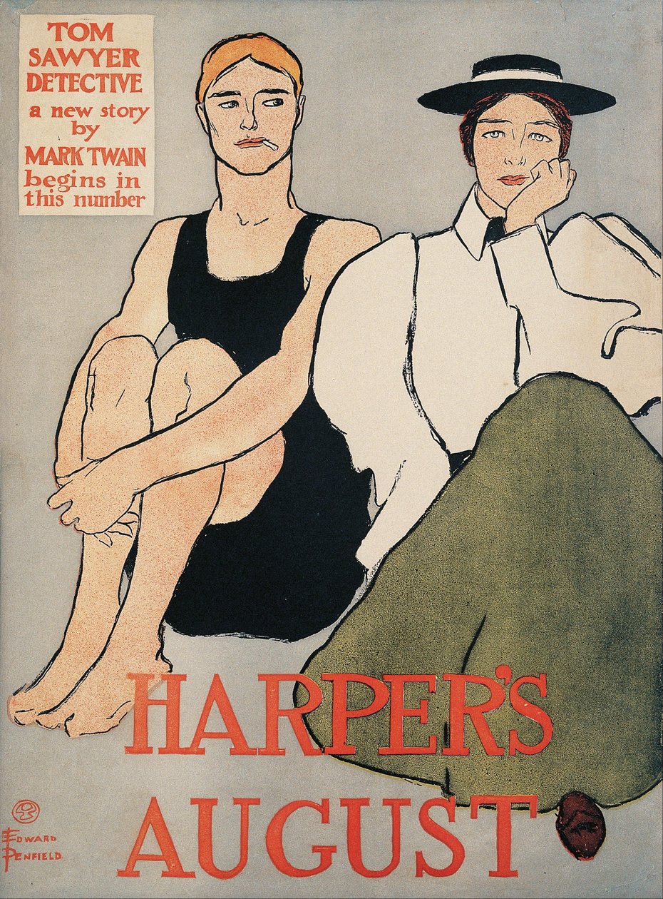 Harpers August. Tom Sawyer -kriminalare av Edward Penfield
