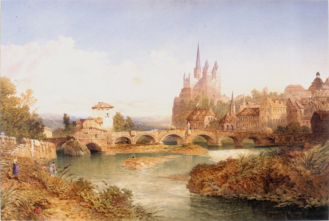 Limburg med katedralen St George (kroppsfärg och akvarell på papper) av Edward Richardson