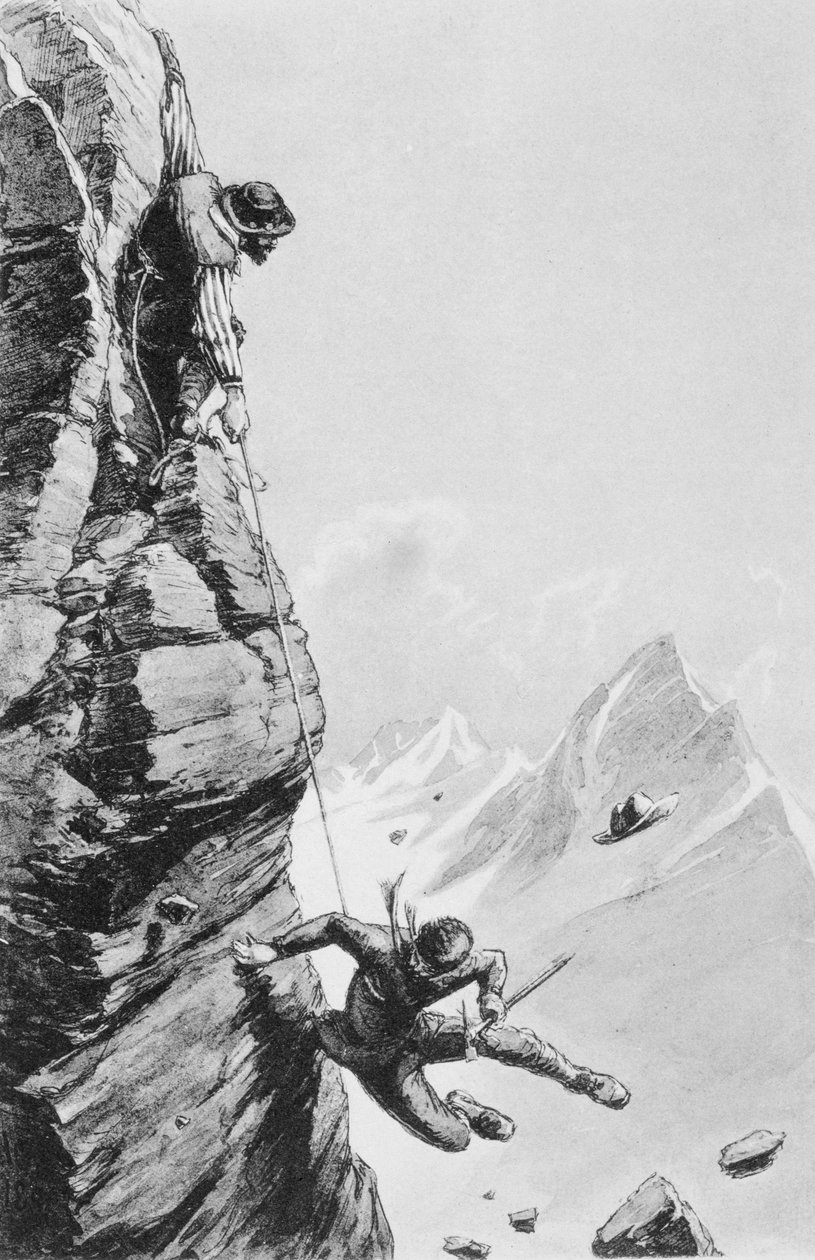 The Accident on Sefton, från "Scrambles Amongst the Alps" av Edward Whymper, publicerad 1871 av Edward Whymper