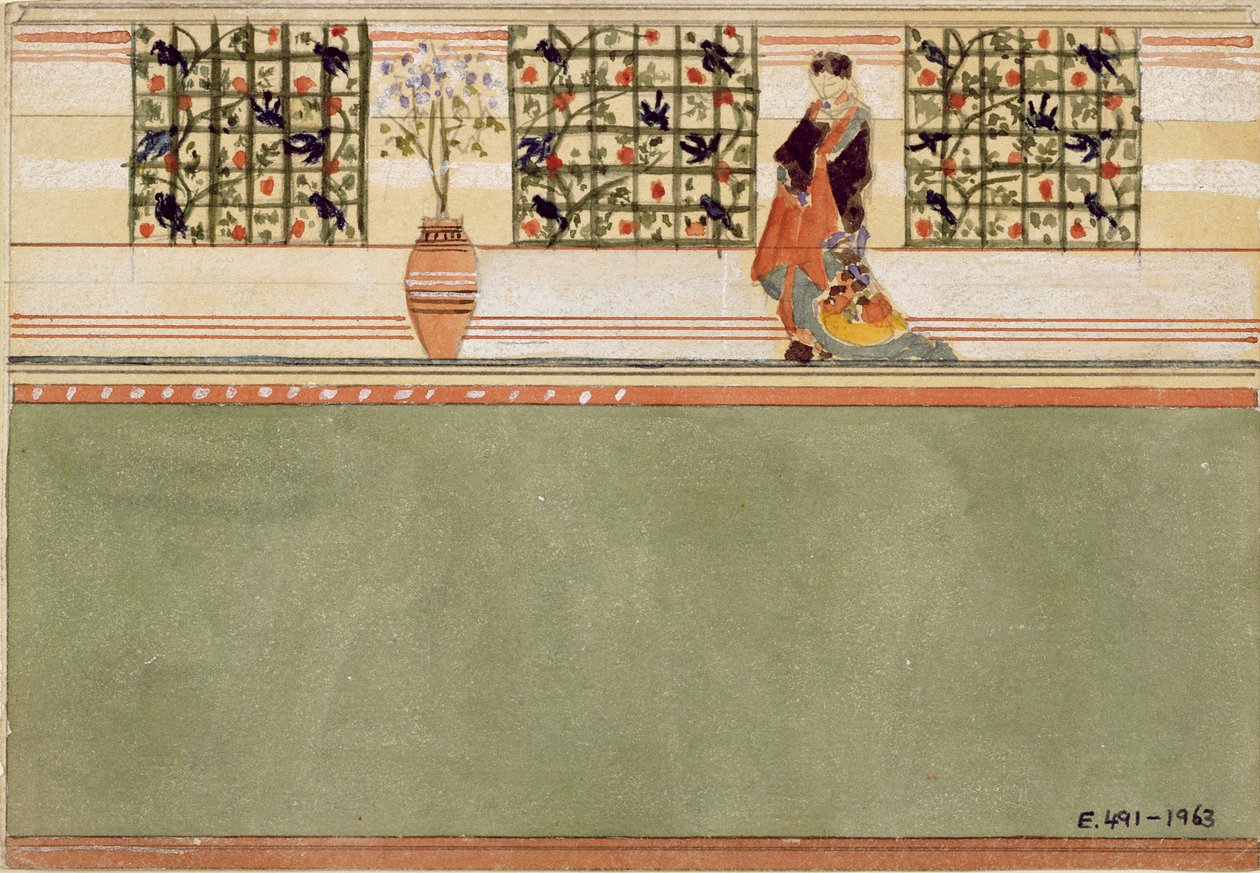 Anglo-japansk väggdesign, ca 1860 (wc och penna på papper) av Edward William Godwin