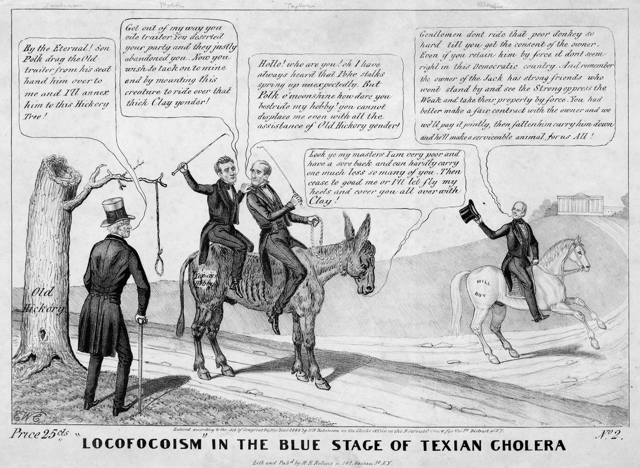 Locofocoism in the Blue Stage of Texian cholera, publicerad av H R Robinson, New York, 1844 av Edward Williams Clay