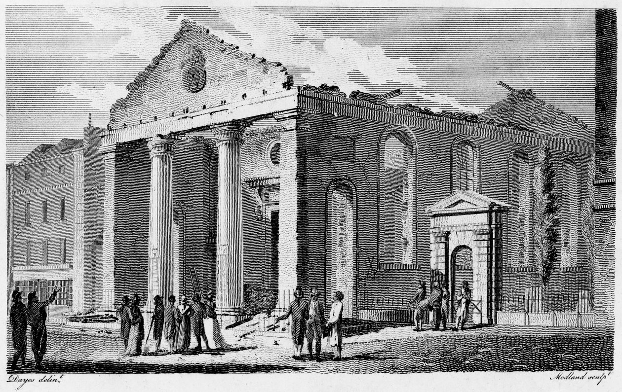 Ruinerna av St Paul Covent Garden av Edward (after) Dayes