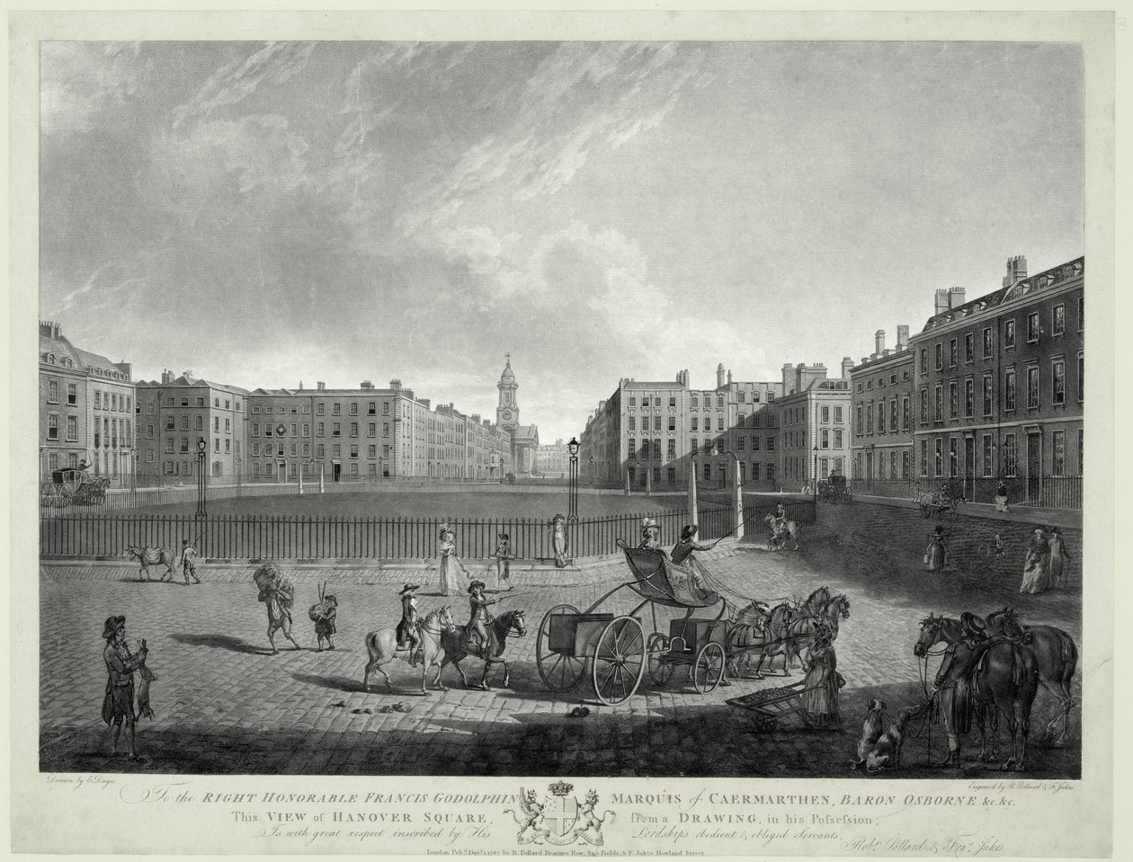 Utsikt över Hannovertorget, graverad av Robert Pollard (1755-1838) och Francis Jukes (1747-1812) 1787 (etsning och akvatint) av Edward (after) Dayes