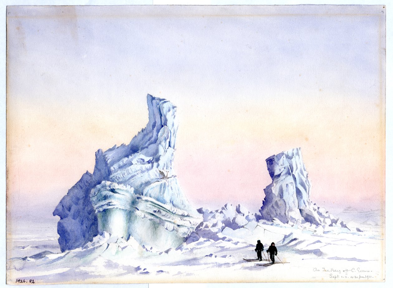 Ett isberg utanför Cape Evans, 1-11 september, 1911 (wc på papper) av Edward Adrian Wilson