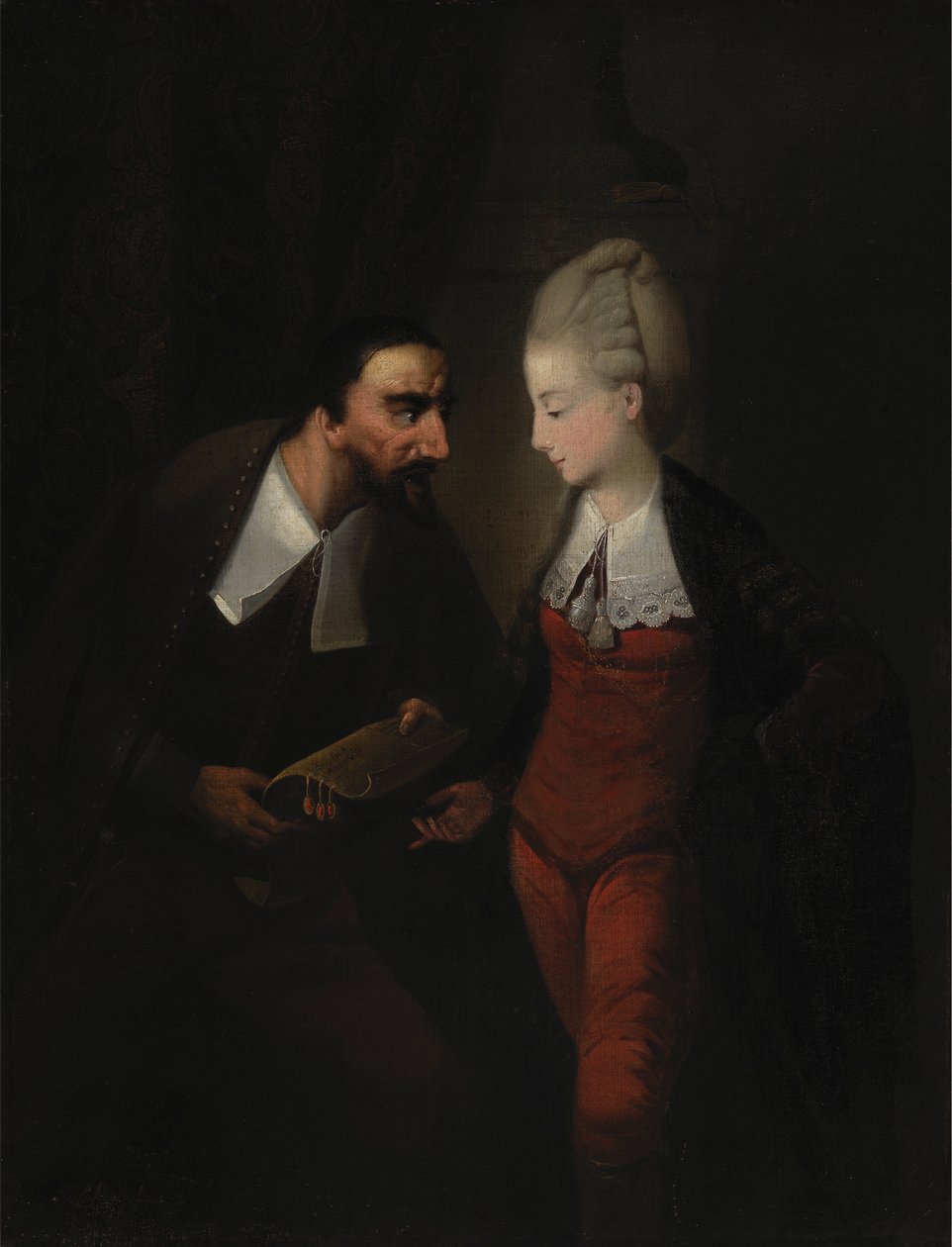 Portia och Shylock, från Shakespeares "The Merchant of Venice", IV, dvs av Edward Alcock