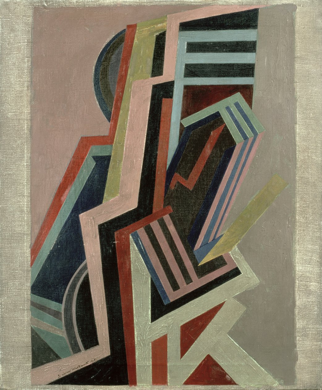 Abstrakt komposition (olja på duk) av Edward Alexander Wadsworth